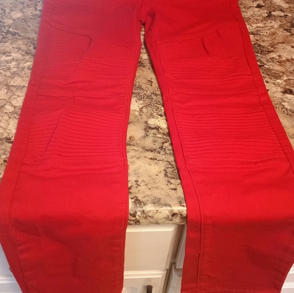 Vibrant Red Pants Boys Size 18 Me With No Tags - Picture 3 of 9